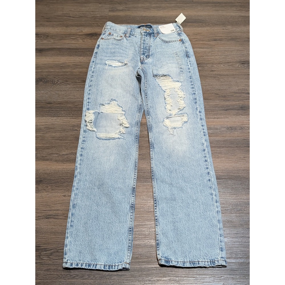 Aeropostale 90s Baggy Jeans Womens 0R Light Wash Ripped Straight NWT Y2K Grunge